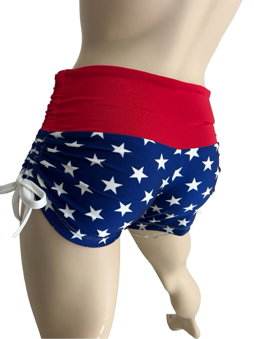 American Flag Blue Star Workout Swim Yoga Fitness Shorts - July 4th -Made in USA - Picture 5 of 5